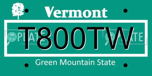 T800TW Vermont License Plate