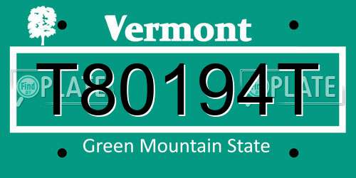 T80194T Vermont License Plate