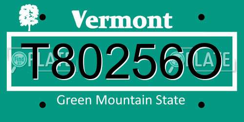 T80256O Vermont License Plate