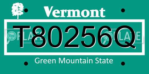 T80256Q Vermont License Plate