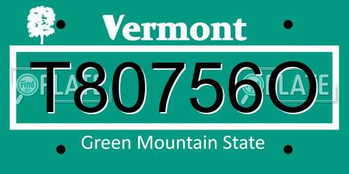 T80756O Vermont License Plate