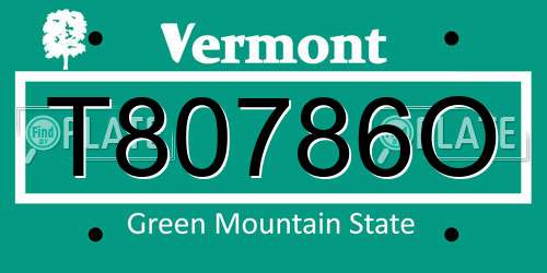 T80786O Vermont License Plate