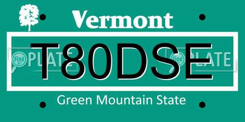 T80DSE Vermont License Plate