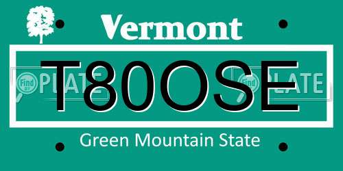 T80OSE Vermont License Plate