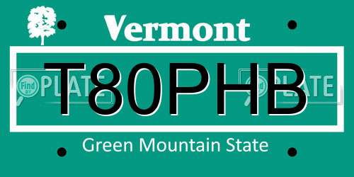 T80PHB Vermont License Plate