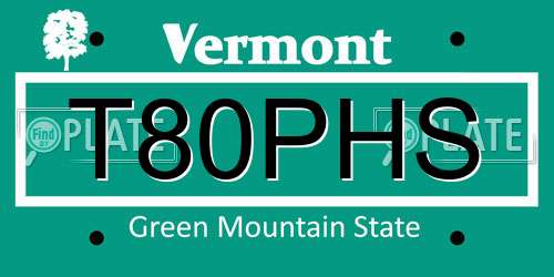 T80PHS Vermont License Plate