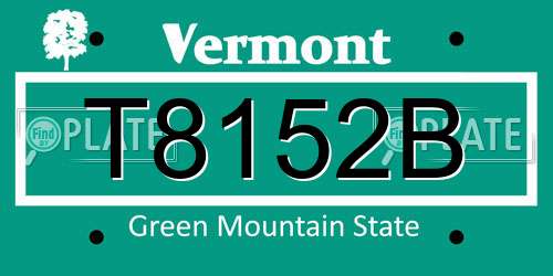 T8152B Vermont License Plate
