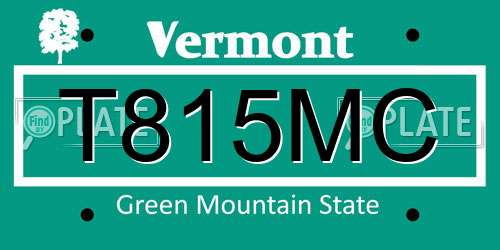 T815MC Vermont License Plate
