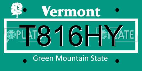 T816HY Vermont License Plate