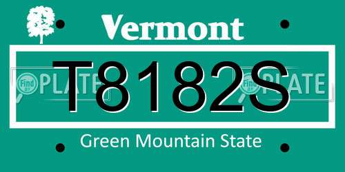 T8182S Vermont License Plate