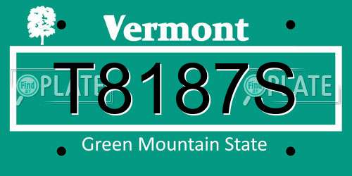 T8187S Vermont License Plate