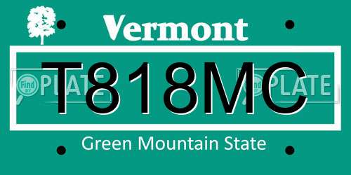 T818MC Vermont License Plate