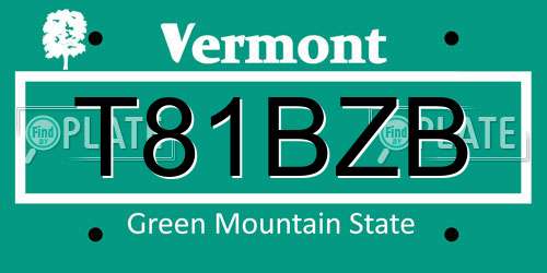 T81BZB Vermont License Plate