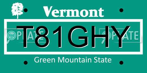 T81GHY Vermont License Plate