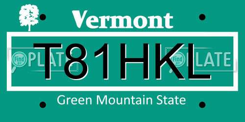 T81HKL Vermont License Plate