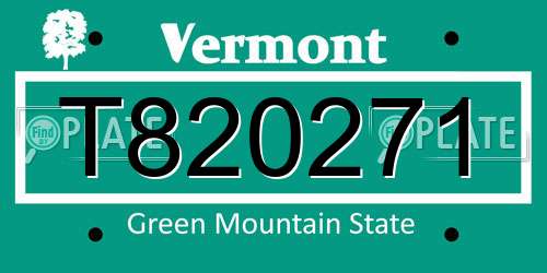 T820271 Vermont License Plate