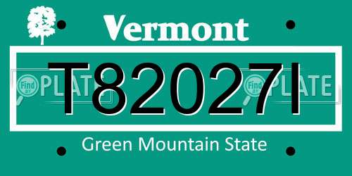 T82027I Vermont License Plate