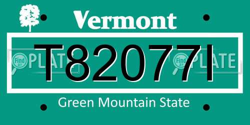 T82077I Vermont License Plate