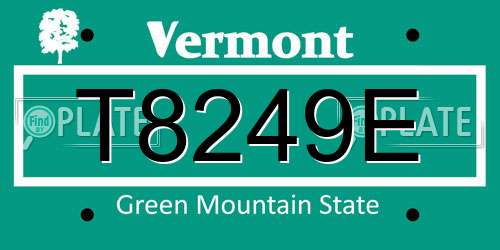 T8249E Vermont License Plate