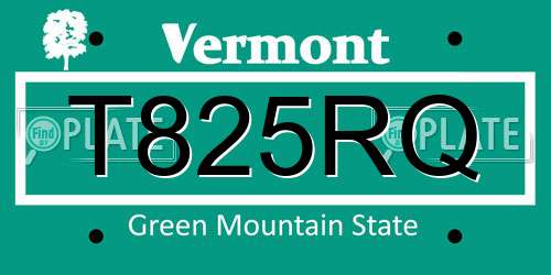 T825RQ Vermont License Plate