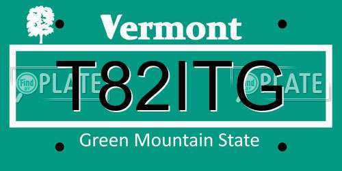 T82ITG Vermont License Plate