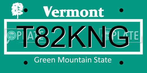 T82KNG Vermont License Plate
