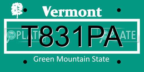 T831PA Vermont License Plate
