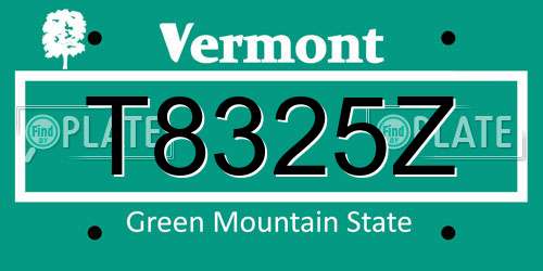 T8325Z Vermont License Plate