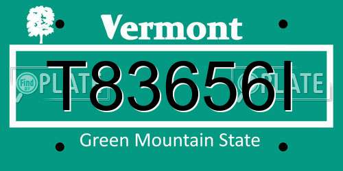 T83656I Vermont License Plate
