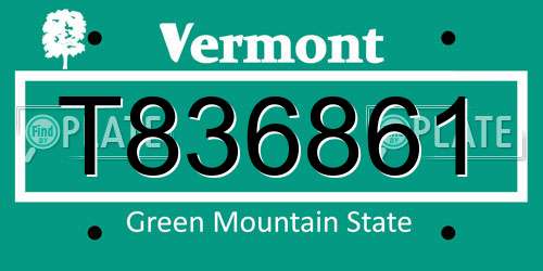 T836861 Vermont License Plate