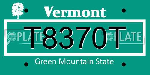 T8370T Vermont License Plate
