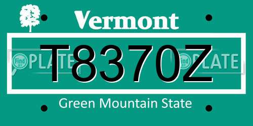 T8370Z Vermont License Plate