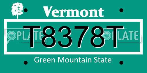 T8378T Vermont License Plate