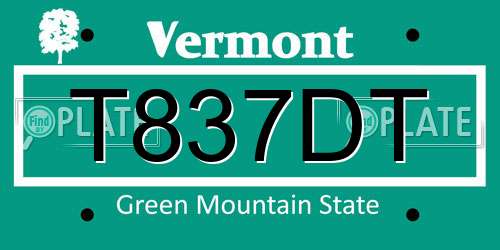 T837DT Vermont License Plate