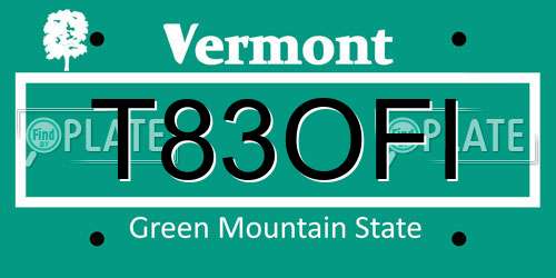 T83OFI Vermont License Plate