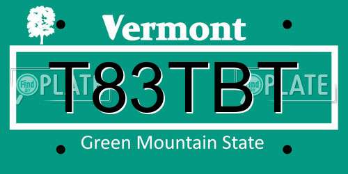 T83TBT Vermont License Plate