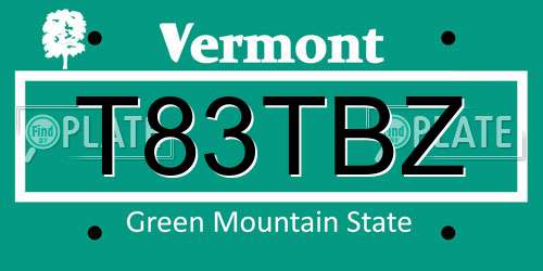 T83TBZ Vermont License Plate
