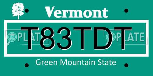T83TDT Vermont License Plate