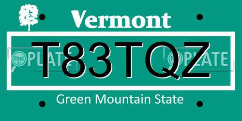 T83TQZ Vermont License Plate