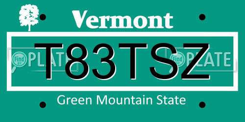 T83TSZ Vermont License Plate