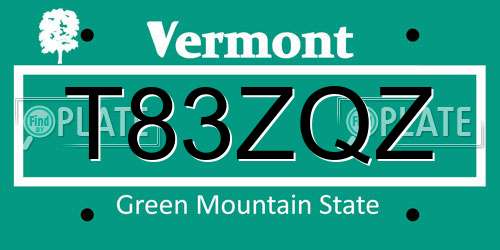 T83ZQZ Vermont License Plate