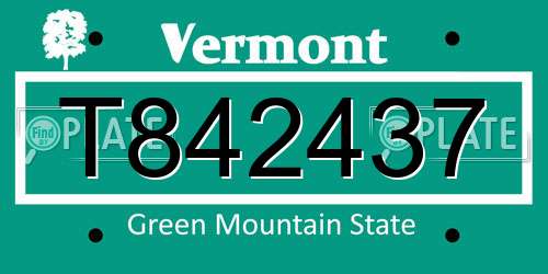 T842437 Vermont License Plate