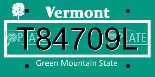 T84709L Vermont License Plate