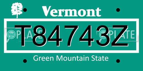 T84743Z Vermont License Plate