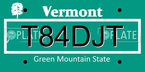 T84DJT Vermont License Plate