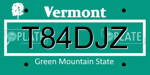 T84DJZ Vermont License Plate
