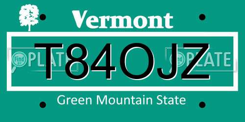 T84OJZ Vermont License Plate