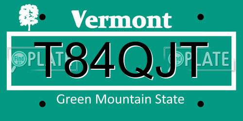 T84QJT Vermont License Plate