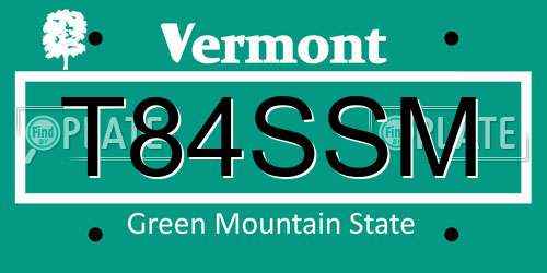 T84SSM Vermont License Plate
