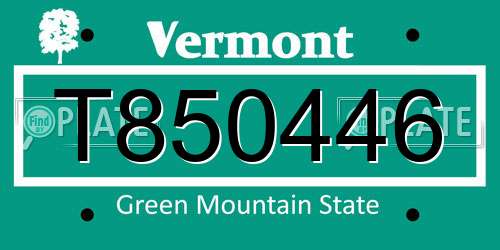 T850446 Vermont License Plate